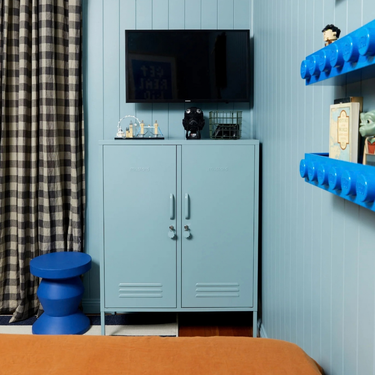 Ocean Blue Metal Storage Cabinet