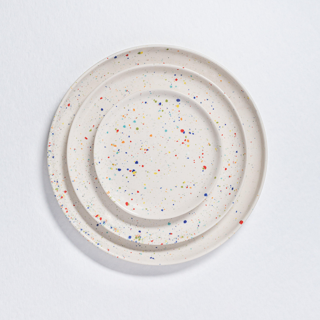 Handmade Stoneware Bread Plate | White Speckled | 17 cm