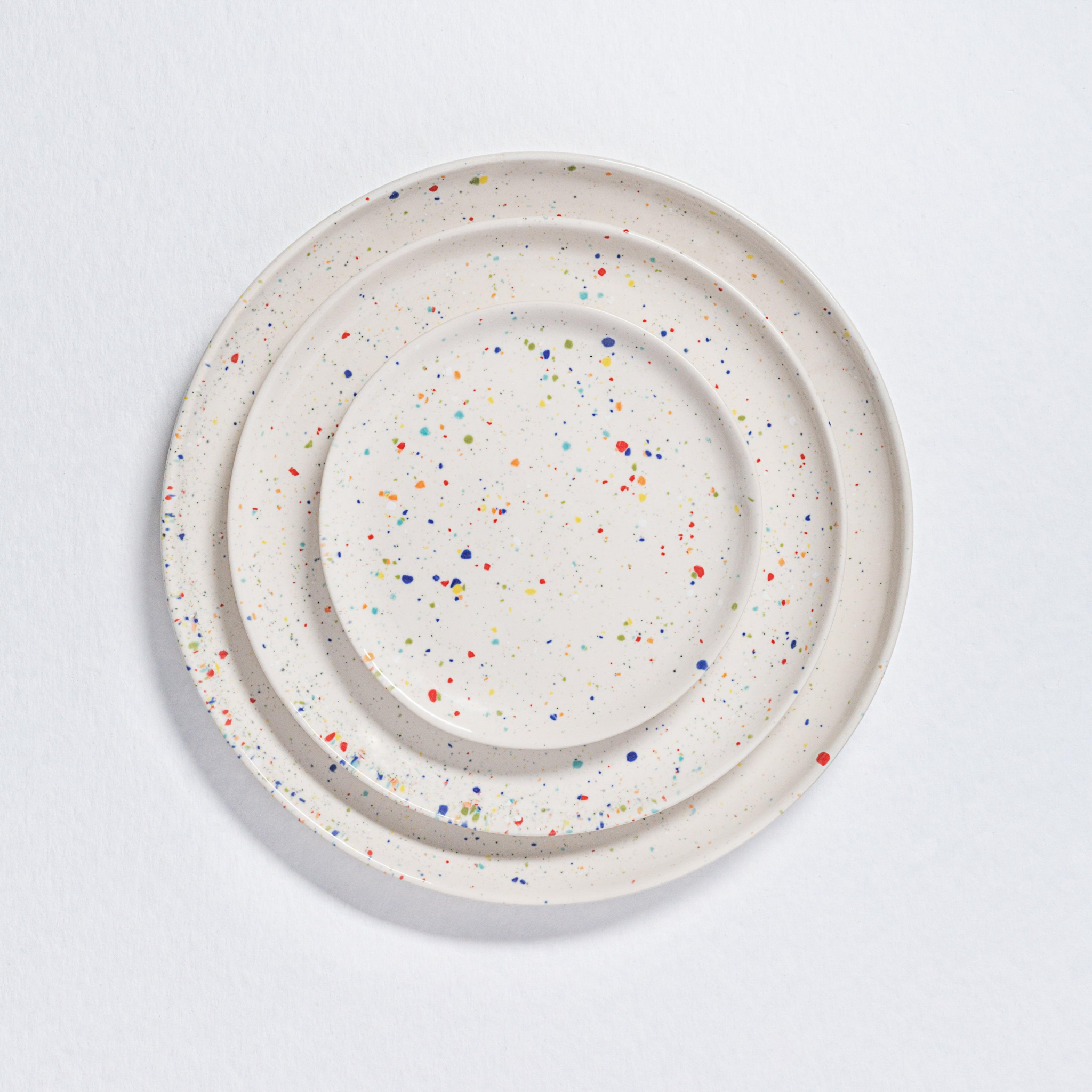 Handmade Stoneware Bread Plate | White Speckled | 17 cm