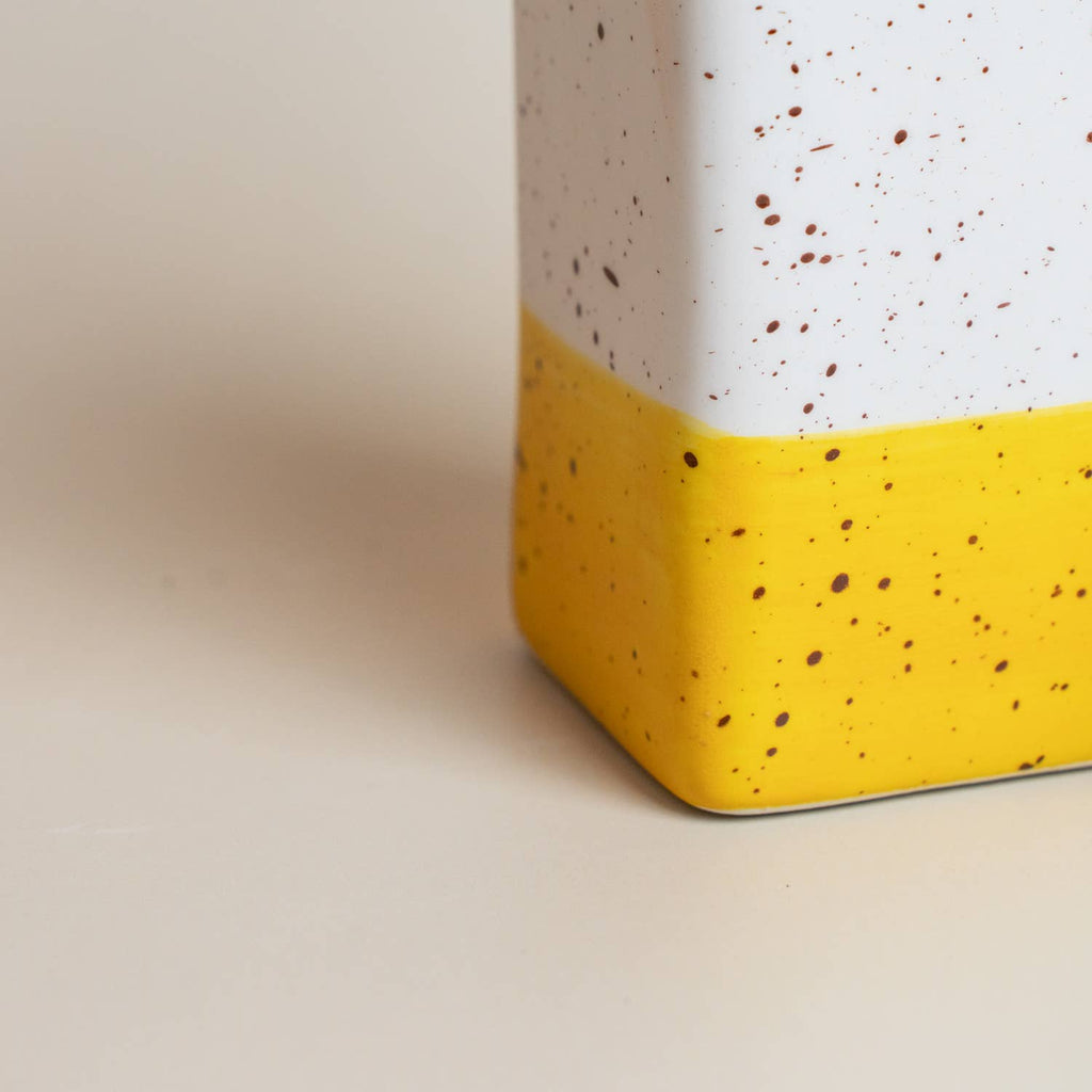 Handmade Ceramic Oil Dispenser | Yellow Freckles | 475ml