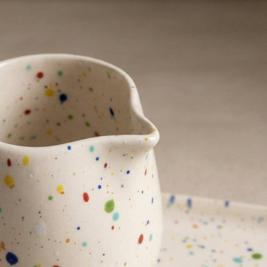 Handmade Stoneware Milk Jug | White Speckled Ceramic Jug