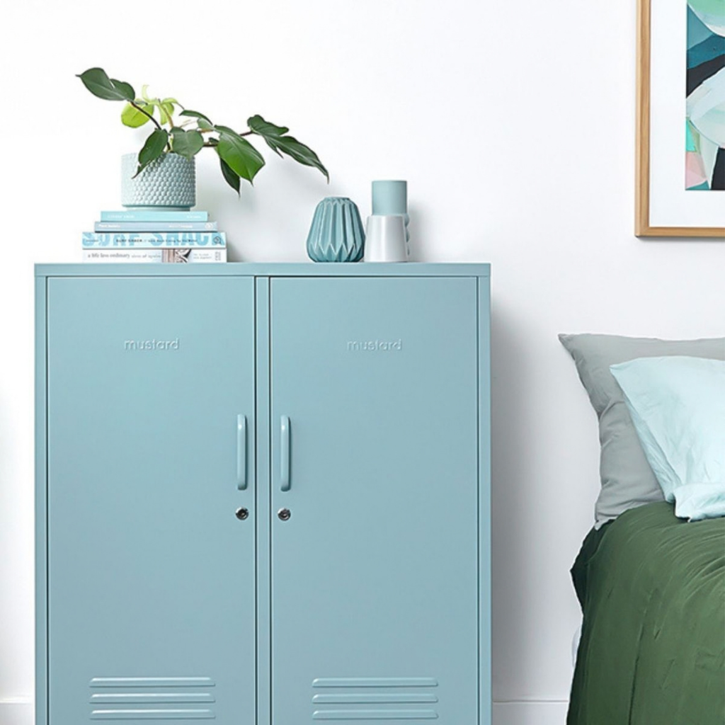 Ocean Blue Metal Storage Cabinet