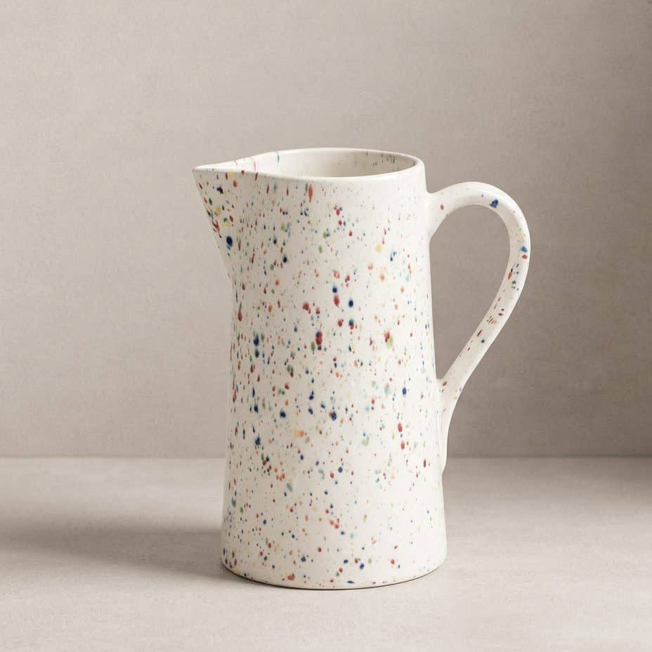 Handmade Stoneware Pitcher | White Speckled Ceramic Jug | 1.5L