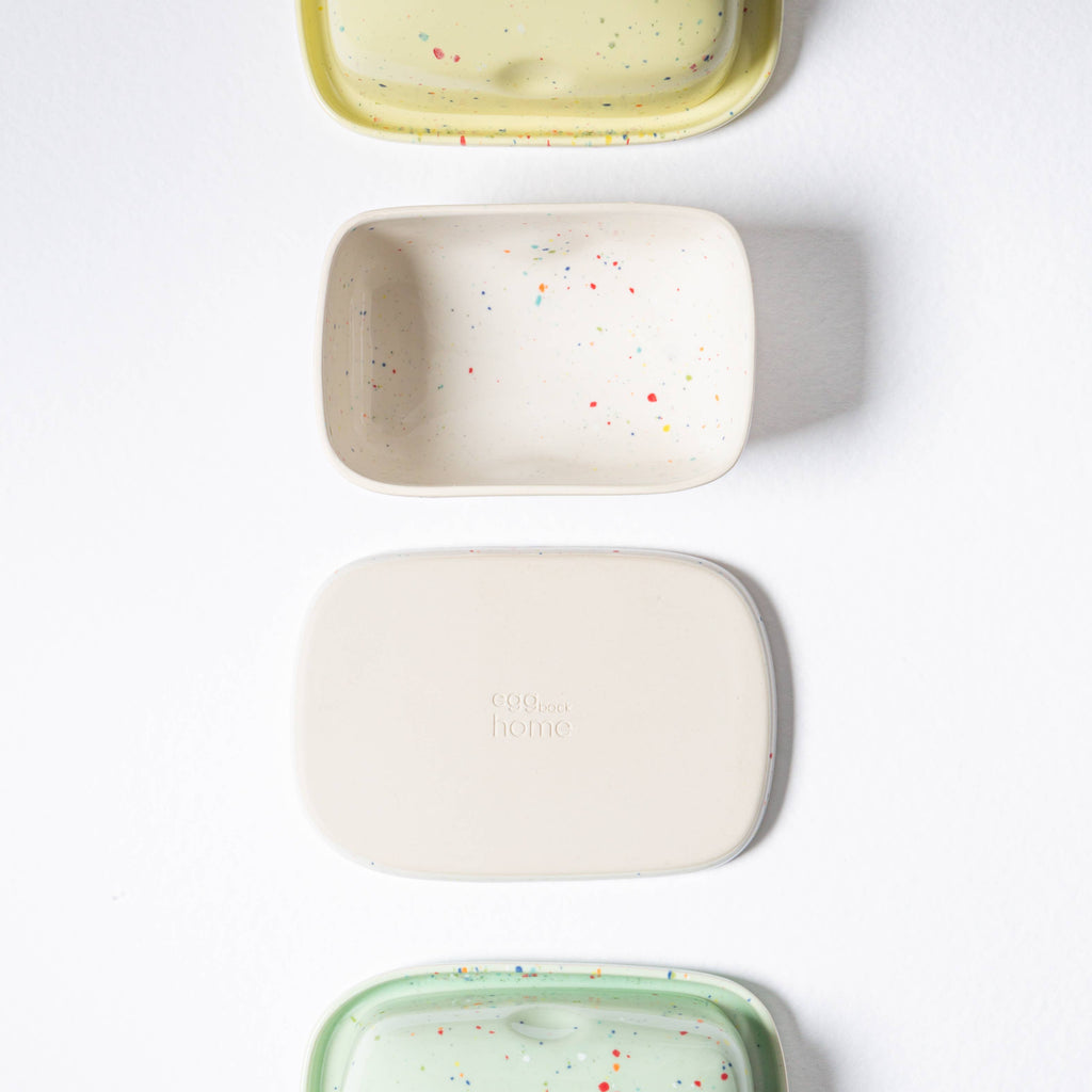 Handmade Stoneware Butter Dish | White Speckled