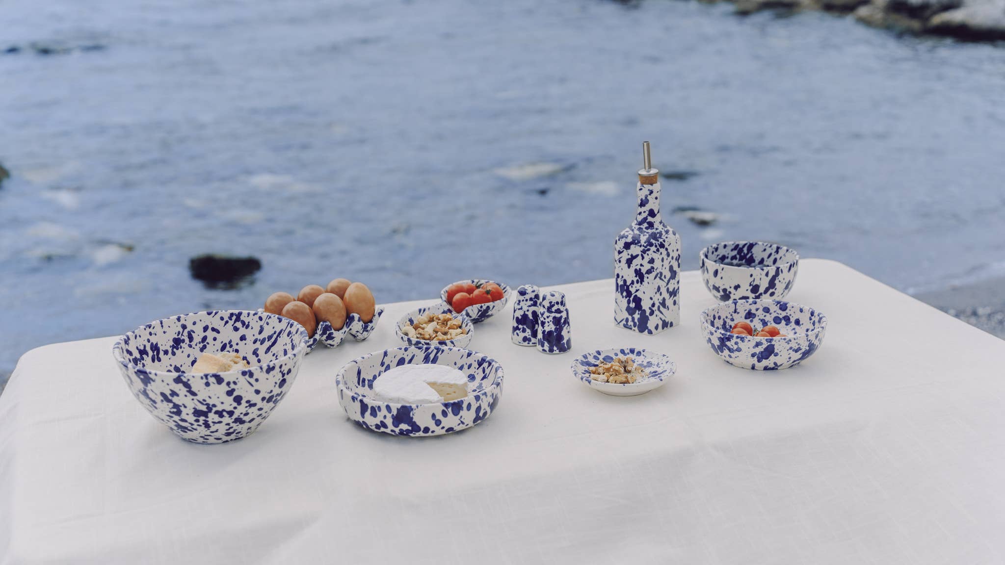 Handmade Ceramic Oil Dispenser | Blue Sea | 475ml