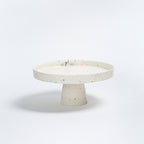 Handmade Stoneware Cake Stand | White Speckled | 28cm