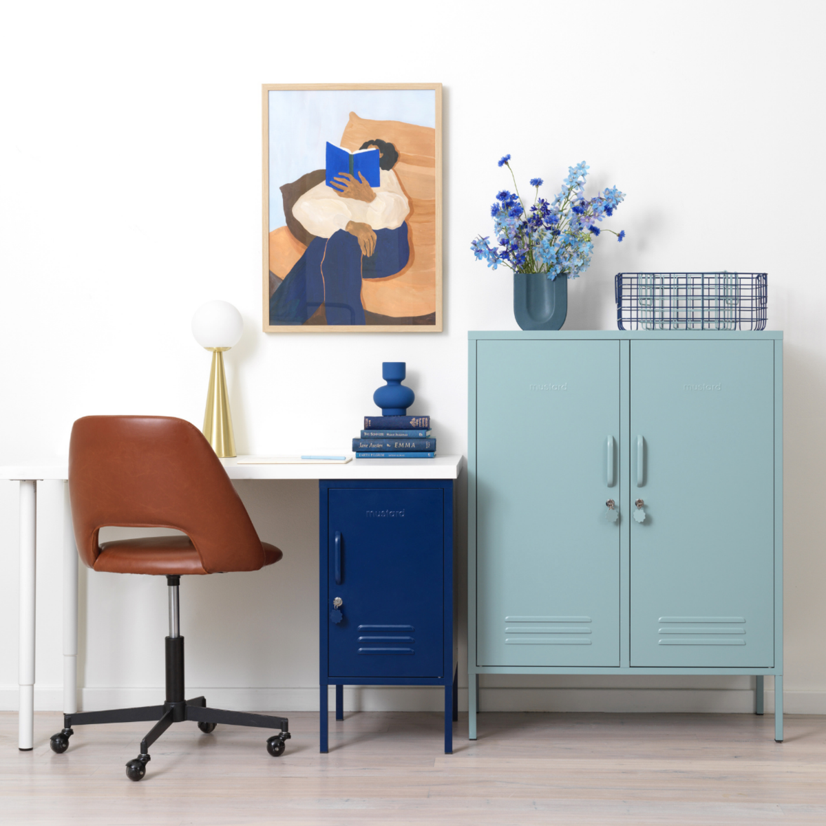 Ocean Blue Metal Storage Cabinet