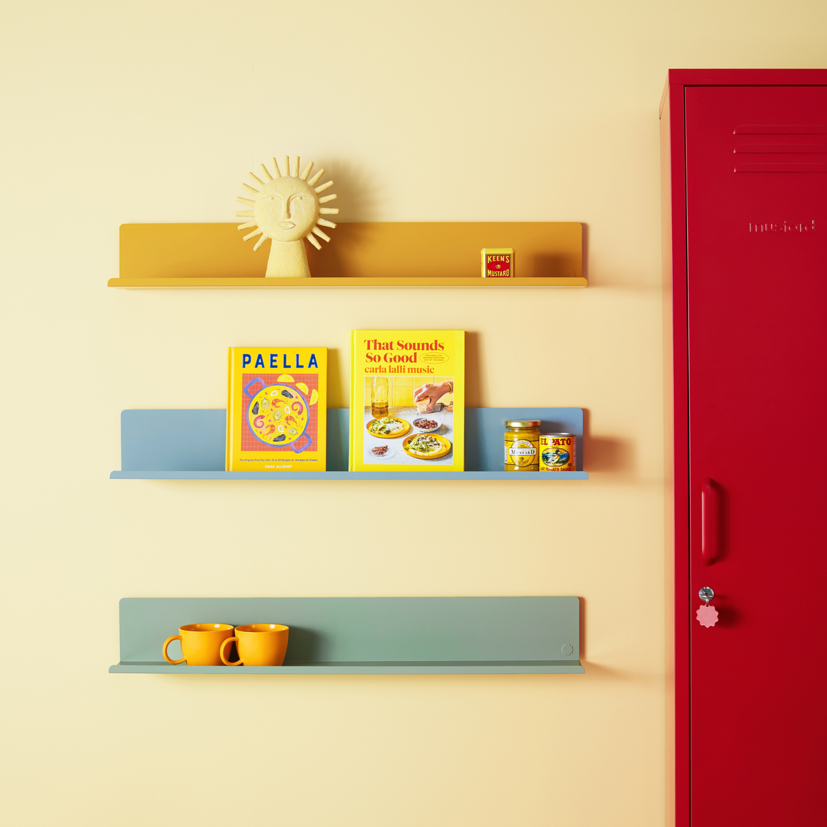 Sage Green Metal Wall Shelf – Large