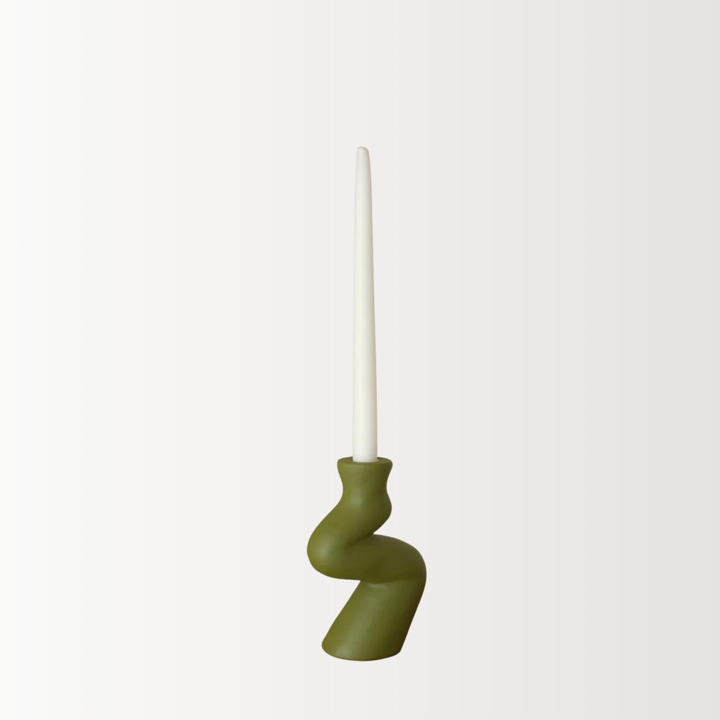 Handmade Ceramics Candleholder | Moss Green