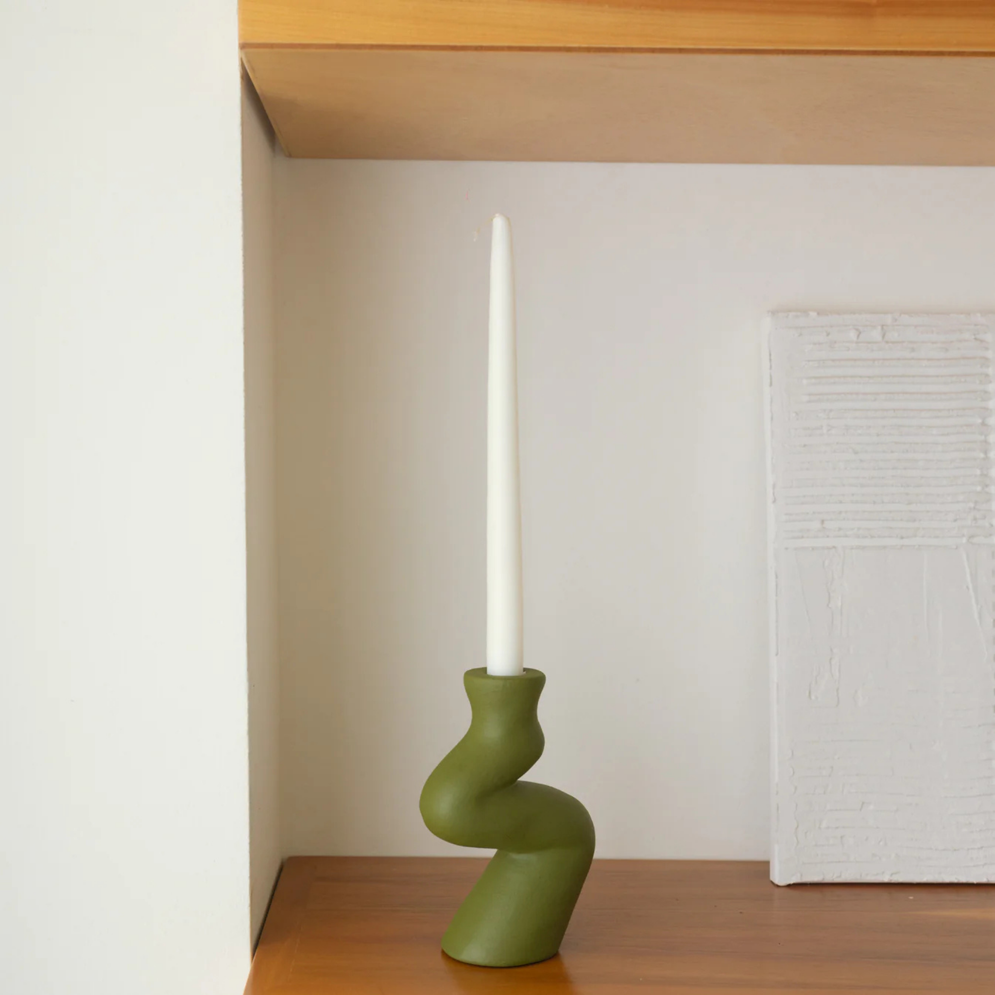 Handmade Ceramics Candleholder | Moss Green