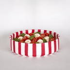 Handmade Ceramic Serving Bowl | Tomato Red Stripes | 22.5 cm