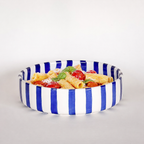 Handmade Ceramic Serving Bowl | Blue Stripes | 22.5 cm