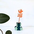 Decorative Wooden Vase | Green Wave