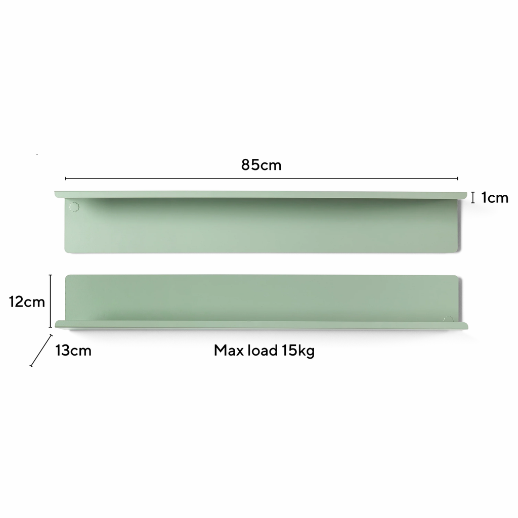 Sage Green Metal Wall Shelf – Large
