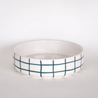Handmade Ceramic Serving Bowl | Green Grid Pattern | 22.5 cm