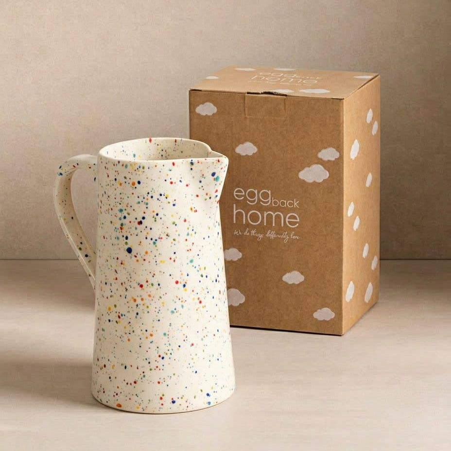 Handmade Stoneware Pitcher | White Speckled Ceramic Jug | 1.5L