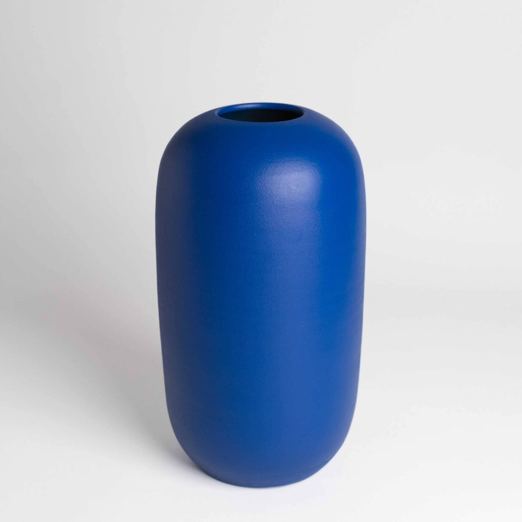Blue vase on a white background