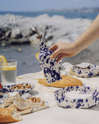 DUO SET | Handmade Ceramic Oil Dispenser & Grater Plate | Blue Sea