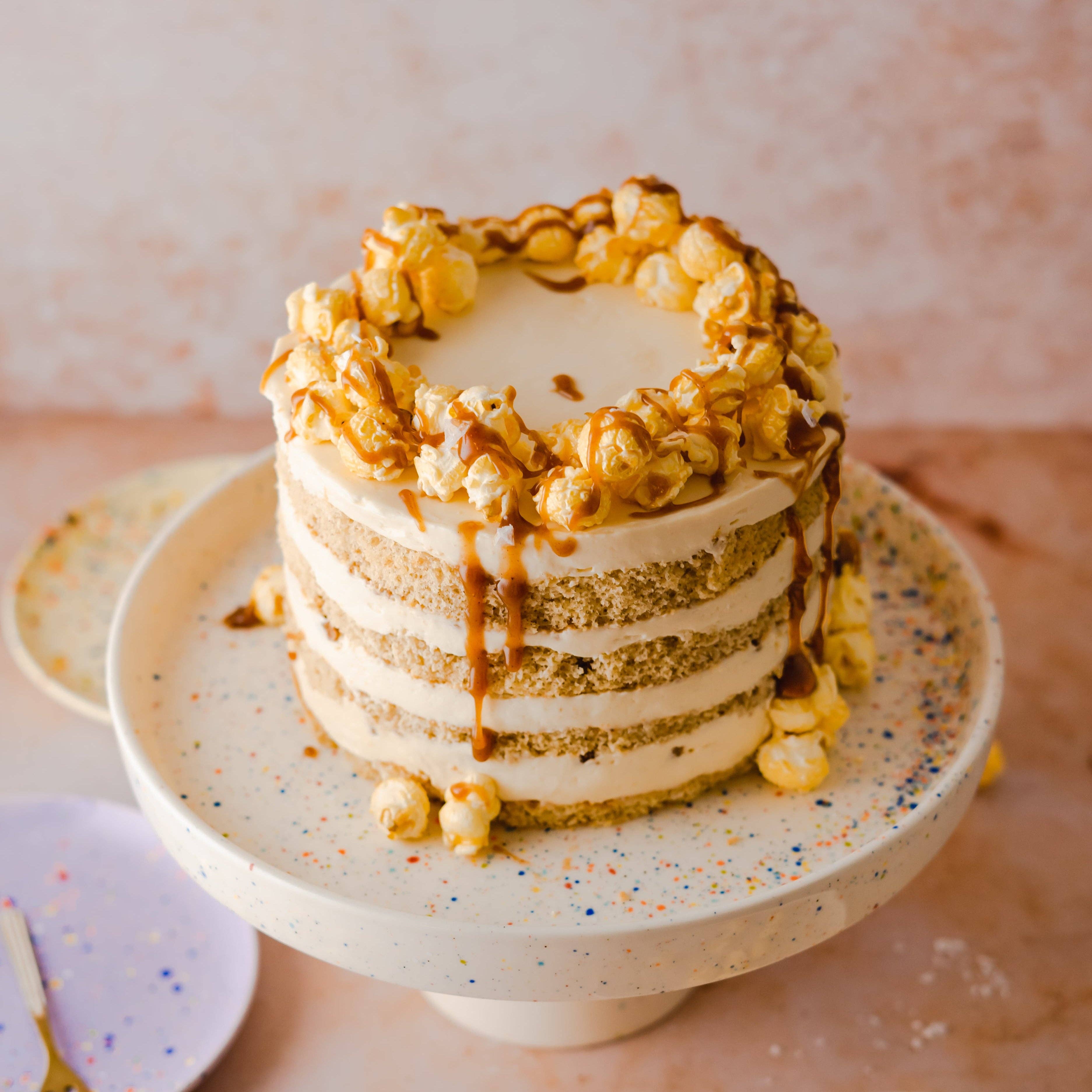 Handmade Stoneware Cake Stand | White Speckled | 28cm