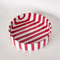 Handmade Ceramic Serving Bowl | Tomato Red Stripes | 22.5 cm
