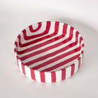 Handmade Ceramic Serving Bowl | Tomato Red Stripes | 22.5 cm