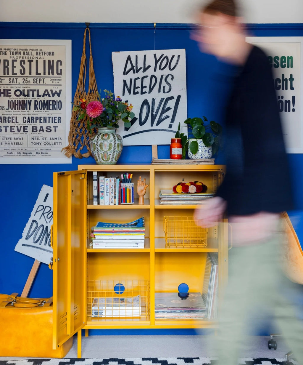 Mustard Yellow Metal Storage Cabinet